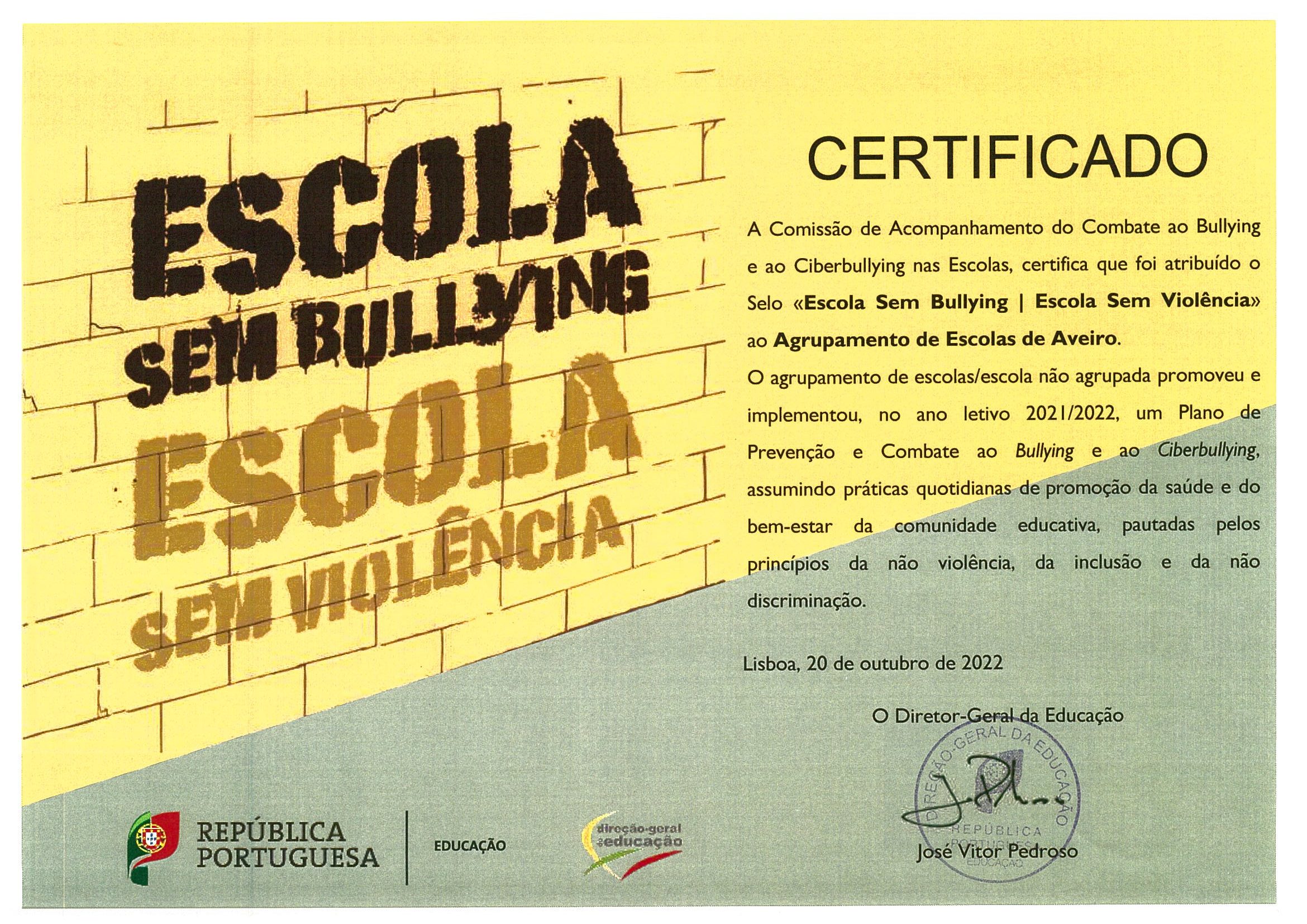 SELO ESCOLA SEM BULLYING/ESCOLA SEM VIOLÊNCIA. - AEVST